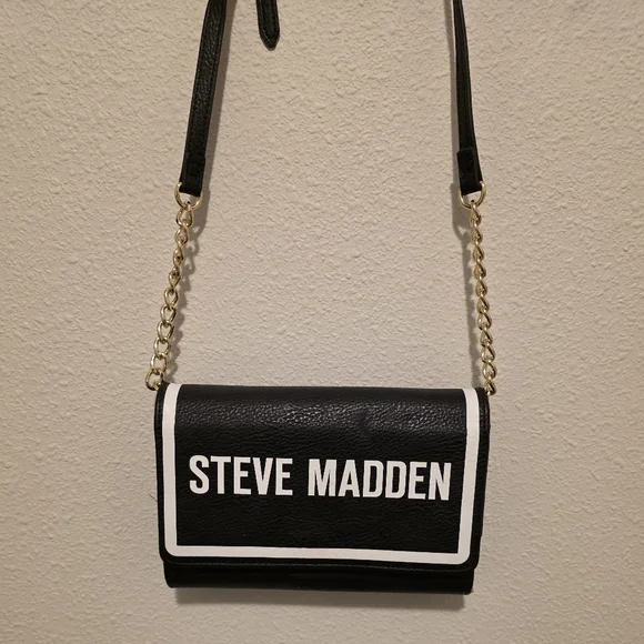 Steve Madden Black and White Chain Strap Bag - Picture 1 of 2